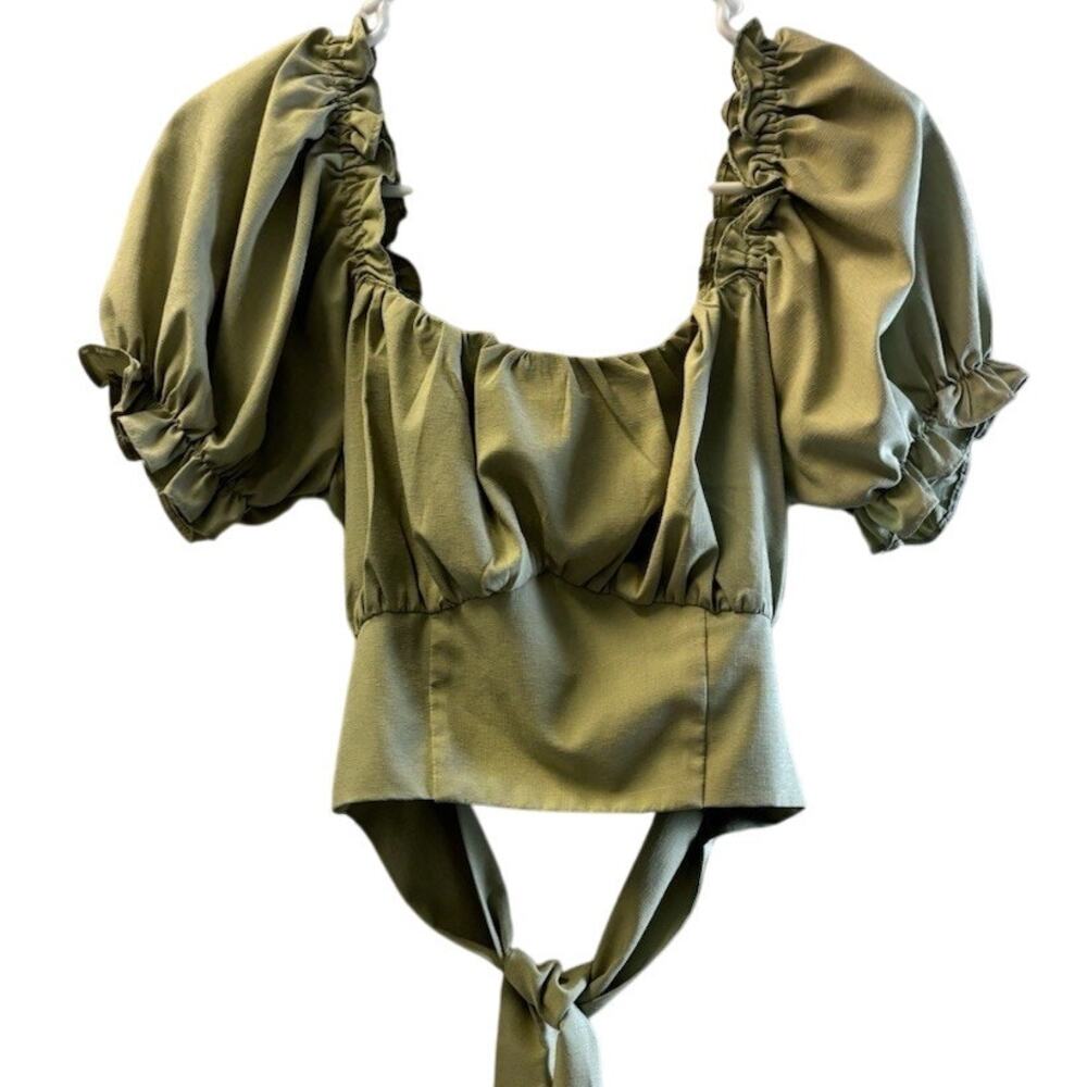Cider Celery Green Peasant Shirt Size Small